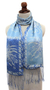 Silk batik scarf, 'Sky Blue Blossom' - Batik Silk Scarf from Indonesia (image 2d) thumbail