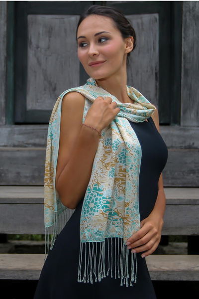 Seidentuch - Schal mit Batik-Seidenmuster
