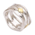 Gold accent silver band ring, 'Adrift on the Sea' - Gold Accent Handcrafted Silver Ring from Bali (image 2a) thumbail
