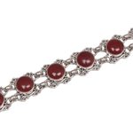 Carnelian wristband bracelet, 'Radiant Queen' - Carnelian Silver Wristband Bracelet