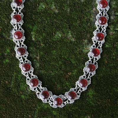 Karneol-Halsband - Statement-Halskette aus Sterlingsilber mit Karneol
