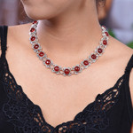 Carnelian choker, 'Radiant Queen' - Sterling Silver Carnelian Statement Necklace