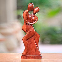 Wood statuette, 'Ballroom Dance' - Hand Made Romantic Wood Sculpture