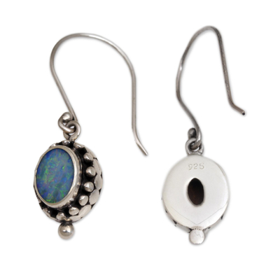 Opal dangle earrings, 'Fairy Princess' - Sterling Silver Opal Dangle Earrings