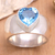 Solitärring mit blauem Topas - Herzförmiger Ring aus Sterlingsilber und Blautopas
