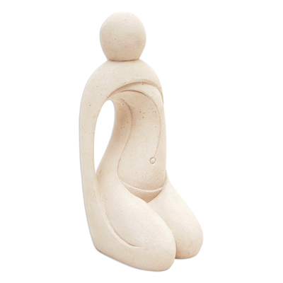 Sandstone sculpture, 'Graceful Movement' - Hand-Carved Semi-Abstract Female Form Sandstone Sculpture