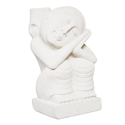 Sandstone sculpture, 'Peaceful Sleep' - Handcrafted Stone Sculpture