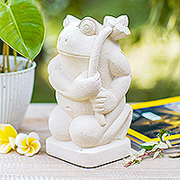 Sandstone sculpture, 'Frog Goes Courting' - Sandstone sculpture