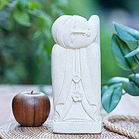 Sandstone sculpture, 'Beautiful Dreamer' - Hand Made Stone Sculpture from Indonesia