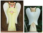 Wood sculpture, 'Tabby Cat Angel' - Wood Animal Sculpture