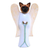 Wood statuette, 'Angelic Siamese Cat' - Wood statuette