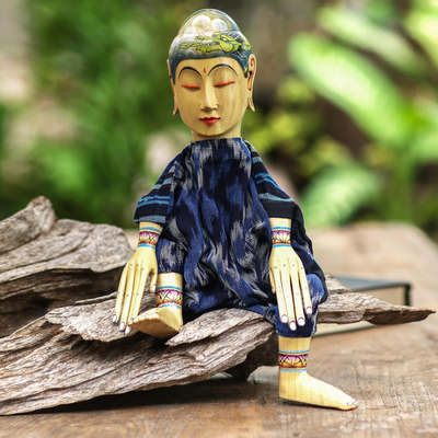 Wood display doll, 'The Mystic Hermit' - Cultural Wood Decorative Display Doll