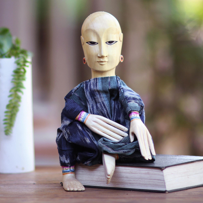 Wood display doll, 'Serene Woman' - Folk Art Wood Display Doll