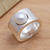 Cultured pearl band ring, 'Simplicity' - Handmade Sterling Silver and Pearl Band Ring (image 2b) thumbail