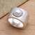 Cultured pearl band ring, 'Simplicity' - Handmade Sterling Silver and Pearl Band Ring (image 2c) thumbail