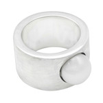 Cultured pearl band ring, 'Simplicity' - Handmade Sterling Silver and Pearl Band Ring