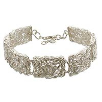 Sterling silver link bracelet, 'Energized'