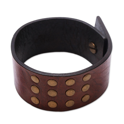 Leather bracelet, 'Warrior' - Leather bracelet