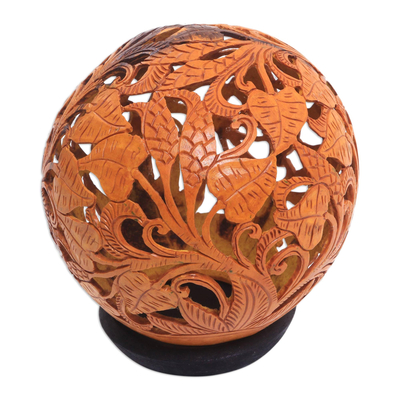 Coconut shell sculpture, 'Tropics' - Hand Carved Coconut Shell Sculpture