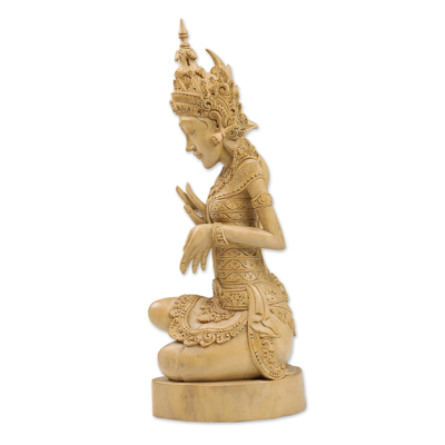Wood statuette, 'Goddess Sri' - Wood statuette