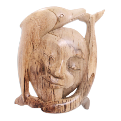 Wood mask, 'Dolphin Lady' - Wood mask