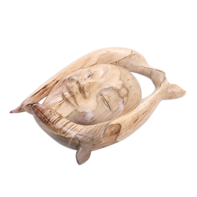 Wood mask, 'Dolphin Lady' - Wood mask