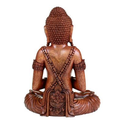 Holzstatuette - Buddha-Skulptur aus Suar-Holz