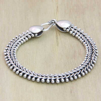 Sterling silver braided bracelet, 'Herringbone' - Sterling Silver Chain Bracelet