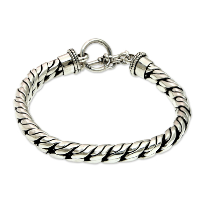 Sterling Silver Chain Bracelet - Strength and Valor | NOVICA