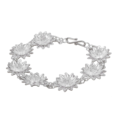 Sterling silver filigree bracelet, 'Gardenia Garland' - Sterling silver filigree bracelet