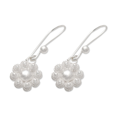 Sterling silver flower earrings, 'Chamomile Blossoms' - Sterling silver flower earrings
