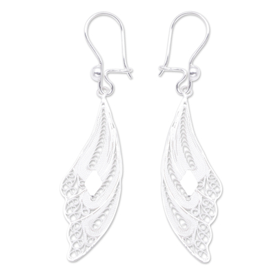 Sterling silver filigree earrings, 'Wings' - Sterling Silver Filigree Bird Earrings