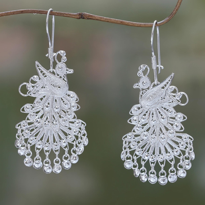 Sterling silver chandelier earrings, Royal Peacock