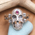 Men's garnet ring, 'Pirate's Jewel' - Men's Handcrafted Silver Skull RIng (image 2) thumbail