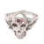 Men's garnet ring, 'Pirate's Jewel' - Men's Handcrafted Silver Skull RIng thumbail