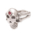 Men's garnet ring, 'Pirate's Jewel' - Men's Handcrafted Silver Skull RIng (image 2d) thumbail