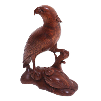 Wood statuette, 'Mother Hawk' - Wood statuette