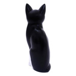 Wood sculpture, 'Housecat' - Albesia Wood Cat Sculpture