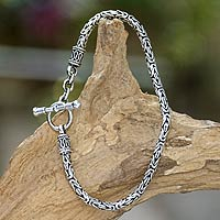 Sterling silver braided bracelet, 'Balinese Grace'