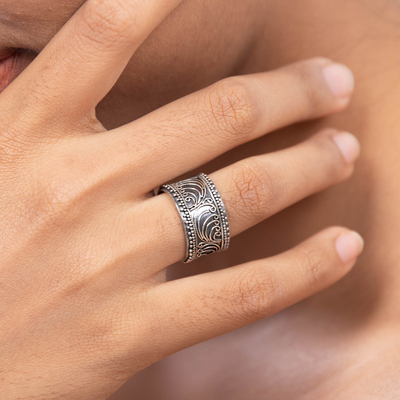 Sterling silver band ring, 'Classic Passion' - Unique Sterling Silver Band Ring