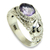 Amethyst solitaire ring, 'Feminine Charm' - Floral Sterling Silver and Amethyst Ring (image 2a) thumbail