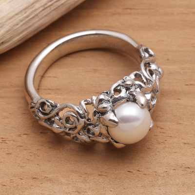 Perlencocktail-Solitärring - Handgefertigter Ring aus Sterlingsilber und Perlen