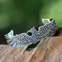 Sterling silver cuff bracelet, 'Royal Eagle' - Sterling silver cuff bracelet