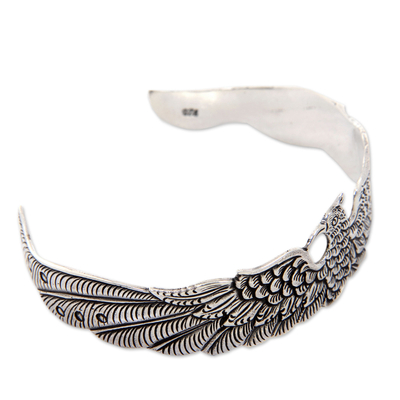 Sterling silver cuff bracelet, 'Royal Eagle' - Sterling silver cuff bracelet