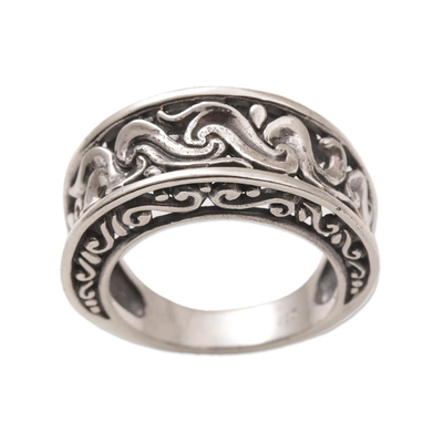 Sterling silver band ring, 'Refinement' - Artisan Crafted Sterling Silver Band Ring