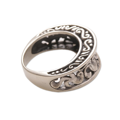 Sterling silver band ring, 'Refinement' - Artisan Crafted Sterling Silver Band Ring