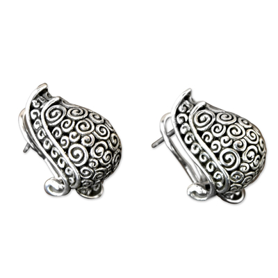 Sterling silver drop earrings, 'Tortoise Shell' - Sterling Silver Button Earrings