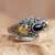 Gold accent onyx cocktail ring, 'Dragon' - Handcrafted Sterling Silver and Onyx Wrap Ring (image 2c) thumbail