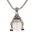 Amethyst and garnet necklace, 'Dreamer' - Unique Women's Sterling Silver and Amethyst Necklace thumbail