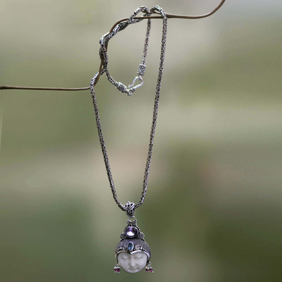 Halskette aus Amethyst und Granat - Einzigartige Damenhalskette aus Sterlingsilber und Amethyst